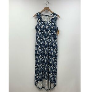 NWT Duluth Trading Co. To 'n' Flow Floral Stretchy Knit Maxi Dress Blue Small